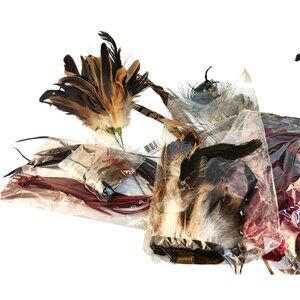 Mixed Feather Craft Lot Natural & Dyed Unopened Packs Hat & Floral Decor Use